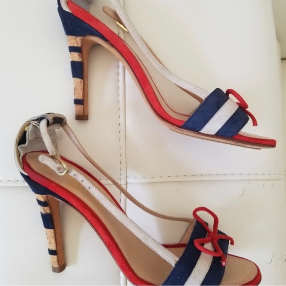 CHANEL Nautical Striped Suede Heels - Picture 9 of 11